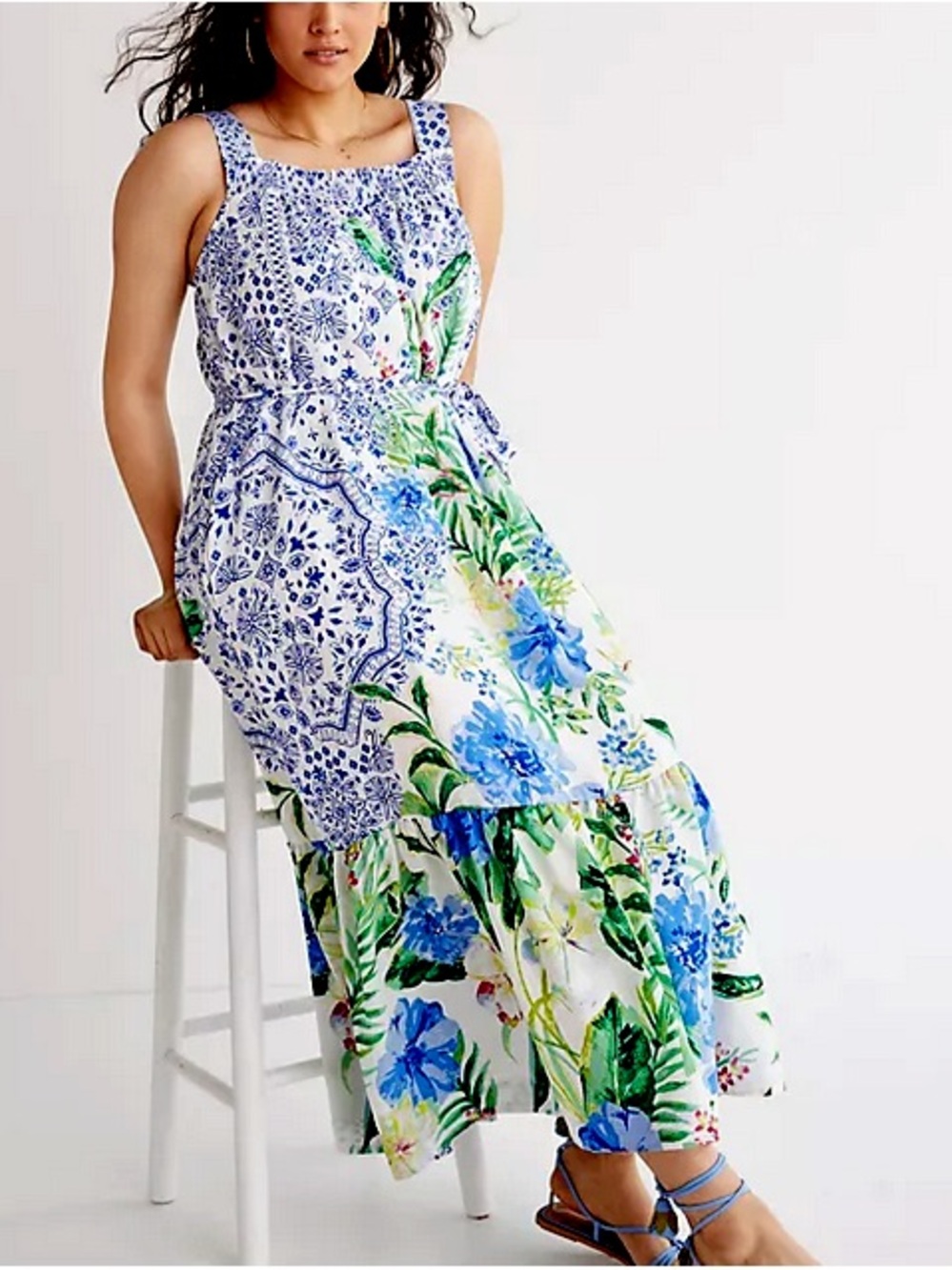 Anthropologie Maeve Bouquet Flounced Maxi Dress